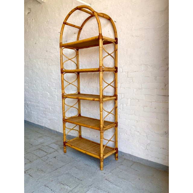 Vintage Italian Wicker and Rattan Shelving Unit, 1970s, in Flawless conditions. Designed 1970 to 1979