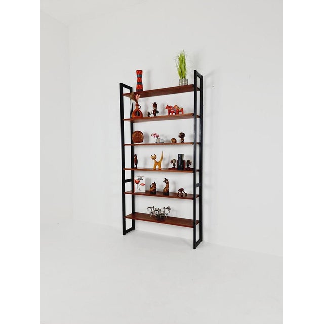 Free standing teak vintage library book shelf-system wall ectonia by Jussi Peippo for Asko, 1960s Design: by the finish...