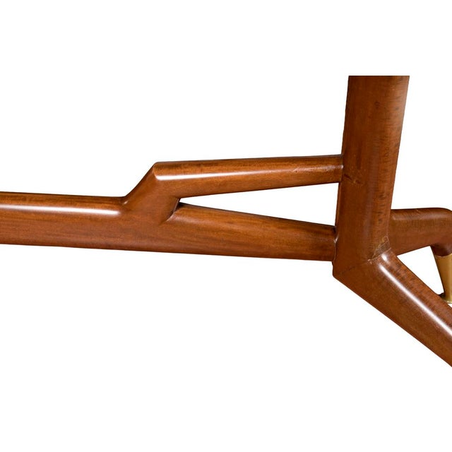 Brown Console Table in Walnut with Brass Legs by Gio Ponti, 1950s For Sale - Image 8 of 17