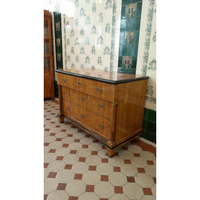 Biedermeier Cherry Wood Chest of Drawers with Columns, 1830 For Sale - Image 13 of 15