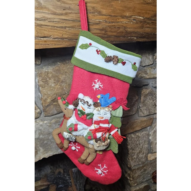 Set of 2 Vintage Festive Christmas Stockings For Sale - Image 9 of 18