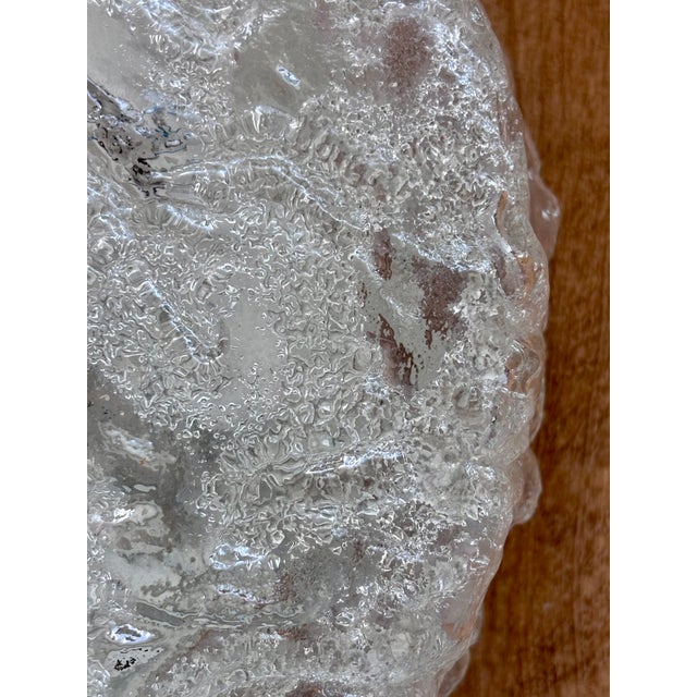 1970s Large Mid-Century Modern Ice Glass Ceiling Lamp from Glashütte Limburg, 1960s For Sale - Image 5 of 10