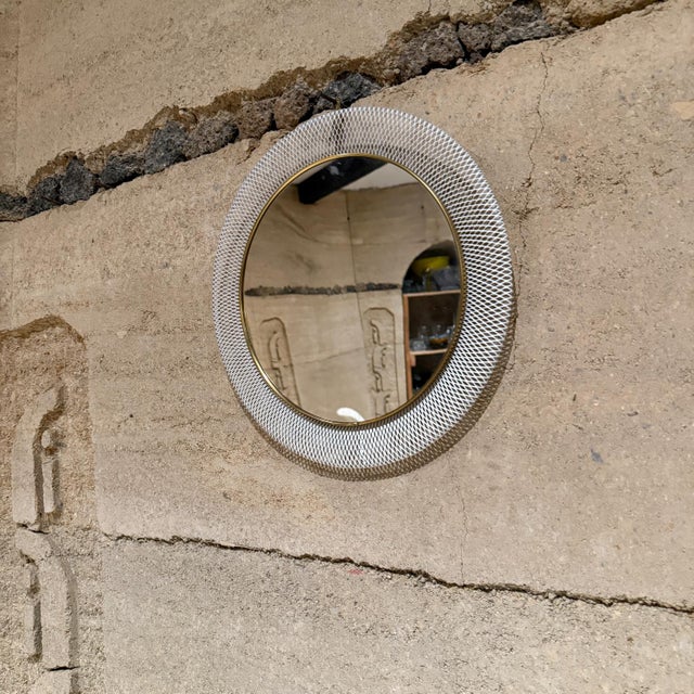 1950s 1950s European Mesh Wall Mirror Expandable Metal Frame For Sale - Image 5 of 8