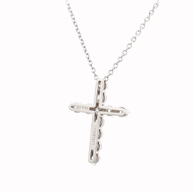 Tiffany & Co. Platinum & Diamond Pendant Cross 16-Inch Necklace For Sale - Image 9 of 18