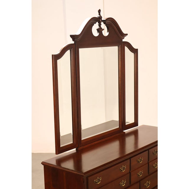 Cochran Mahogany Chippendale Style Cherry Dresser With Mirror For Sale - Image 4 of 18