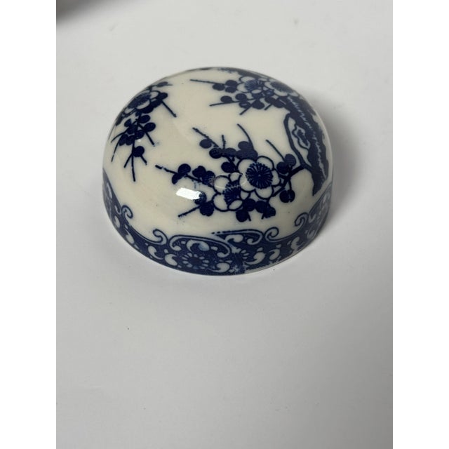 Asian Japanese Blue and White Lidded Ginger Jar, Small For Sale - Image 9 of 11