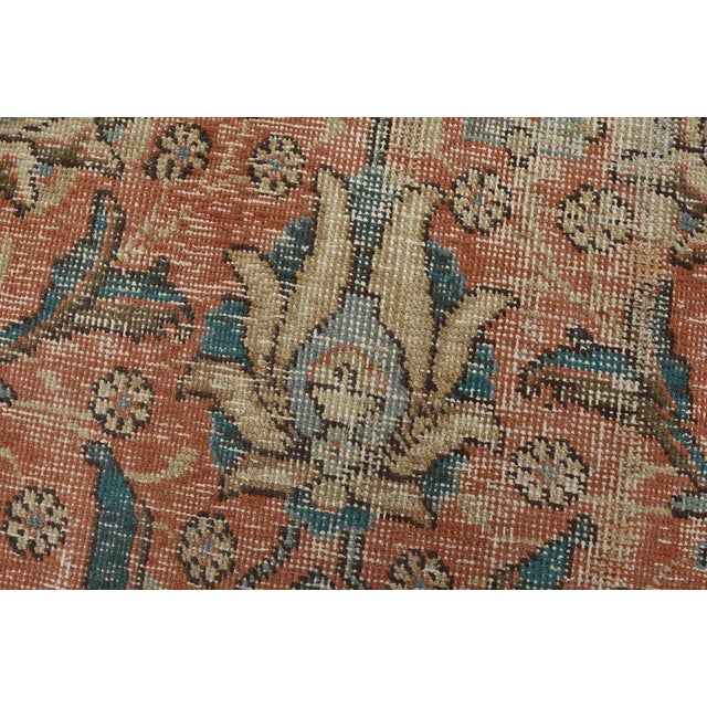 Tabriz Rug 9’9” X 12’8” Pink Wool Vintage Distressed Hand-Knotted Carpet For Sale - Image 10 of 15