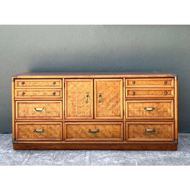 Vintage Parquet Rattan Dresser For Sale - Image 10 of 12