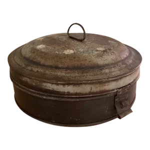 Late 19th Century Round Tole Lidded Box