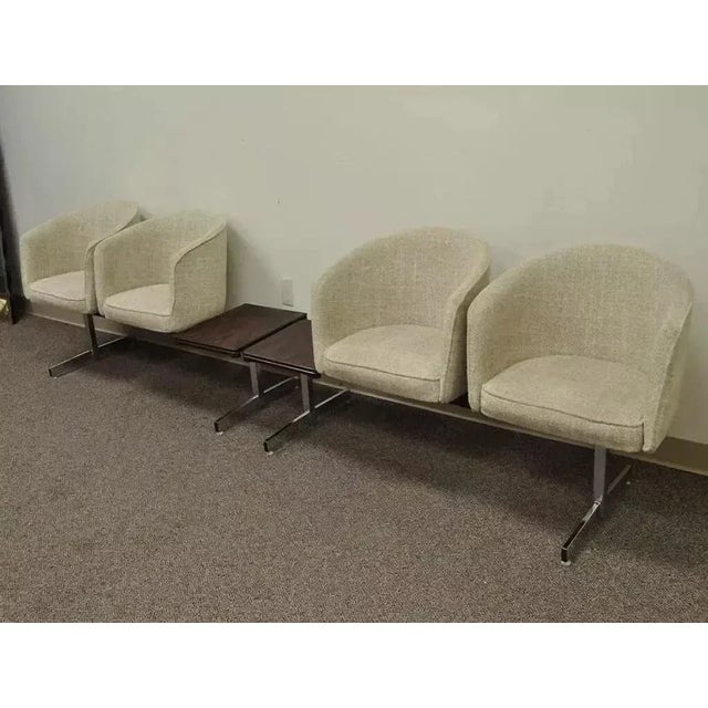 Mid Century Danish Modern Club Chair Sectional Sofa Set With Rosewood End Tables For Sale - Image 12 of 12