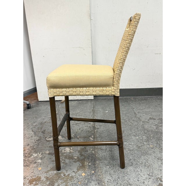 McGuire Thomas Pheasant for McGuire Woven Leather Barstool For Sale - Image 4 of 12