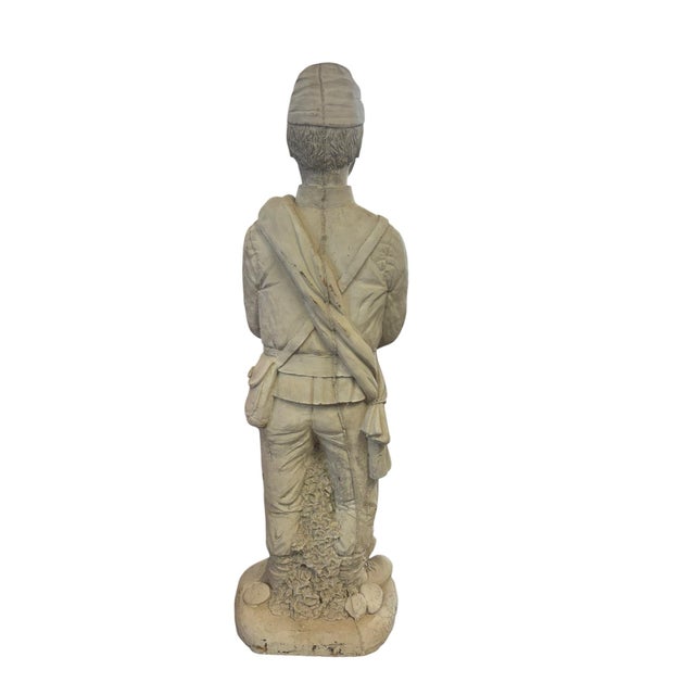 Late 20th Century Vintage Cast Stone Civil War Soldier Garden Statue With Rifle, 44” Sculpture For Sale - Image 5 of 9