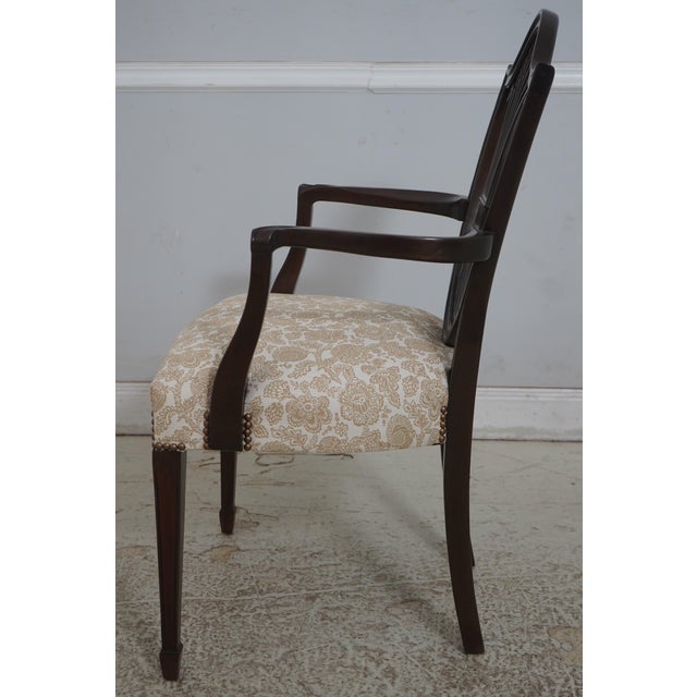 Traditional Set of 16 Stickley Carved Shield Back Mahogany Dining Chairs For Sale - Image 3 of 18