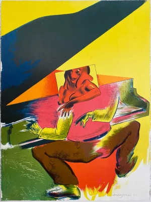 1995 Allen Jones "Playtime" Five Color Hand Printed Stone Lithographic Limited Edition Print