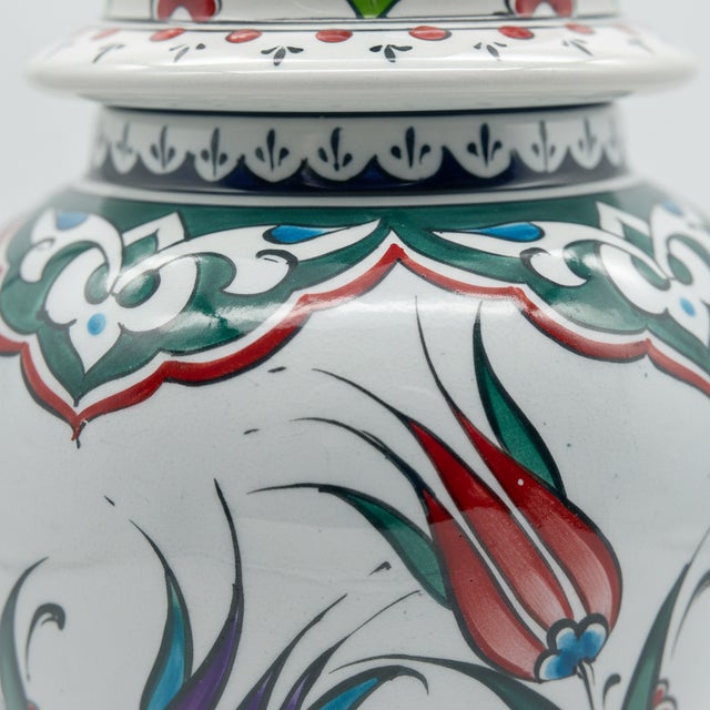 Turkish Handmade Ceramic “Kupecik” Ginger Jar (20cm) – Vibrant Spring Garden Pattern – Lidded Home Decor For Sale - Image 3 of 9