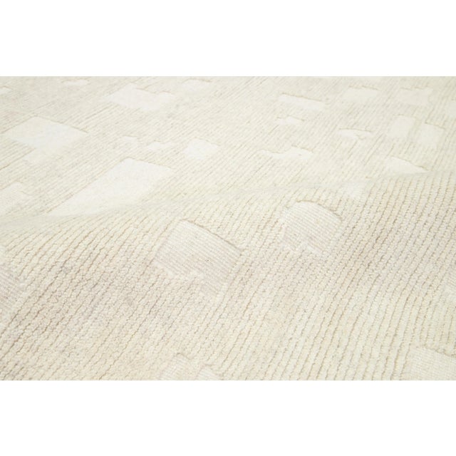 Textile Modern Ivory Moroccan Style Wool Rug by Apadana Features a Minimalist Motif For Sale - Image 7 of 9