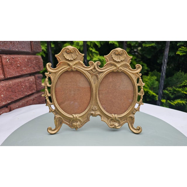 Brown Double Brass Frame, 1980s For Sale - Image 8 of 8