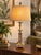 English Vintage Tropical Hollywood Regency Pineapple & Palm Leaf Table Lamp With Burlap Shade For Sale - Image 3 of 6
