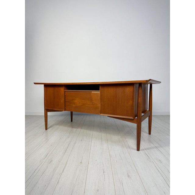 H.P. Hansen Vintage Danish Mid-Century Teak Writing Desk by Arne Vodder for H.P. Hansen, 1960s For Sale - Image 4 of 15