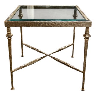 Nancy Corzine White Gold Gilt Metal Side Table 1 of 2 Available For Sale