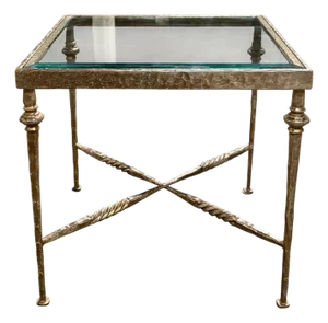 Nancy Corzine White Gold Gilt Metal Side Table 1 of 2 Available