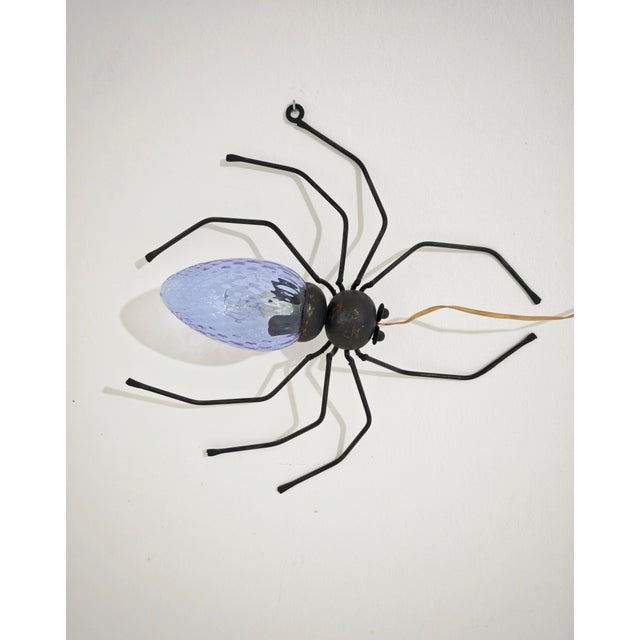 Mid-Century Modern Wall Lamp in Metal and Murano Glass Depicting a Spider, Italy, 1950s For Sale - Image 17 of 17
