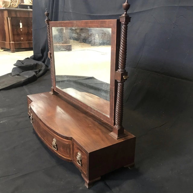 Wood Georgian Regency Mahogany Dressing Table Swing Mirror Toilet With Lions Heads For Sale - Image 7 of 9