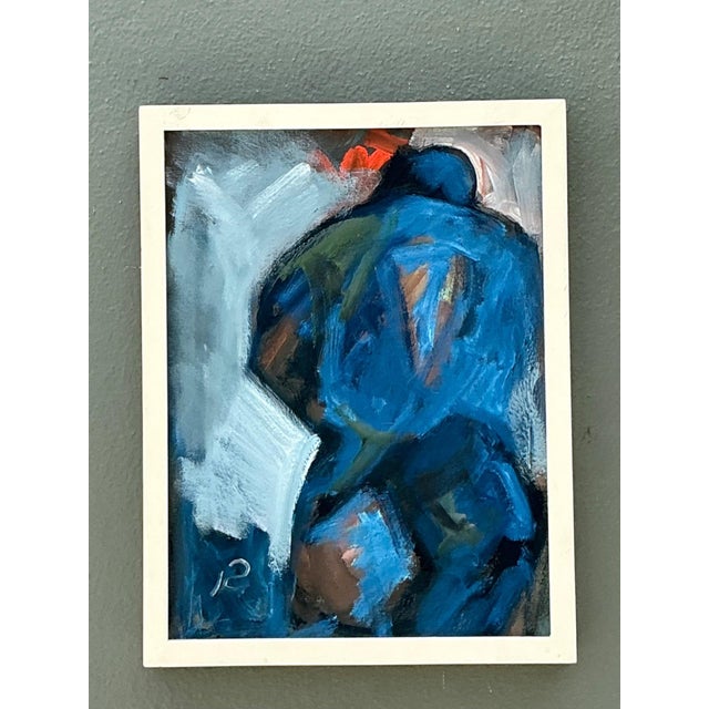 Abstract Blue Figurative Painting on Canvas For Sale - Image 10 of 15