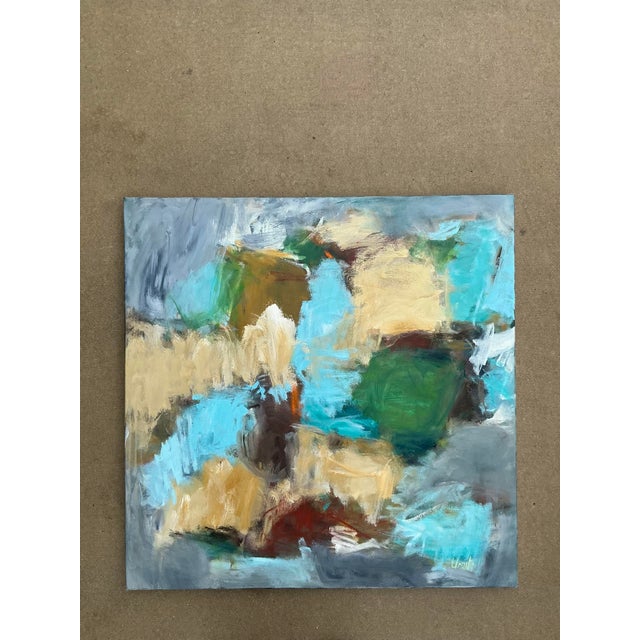 Early 21st Century Vintage Boho Abstract Original Oil Painting on Canvas For Sale - Image 5 of 6