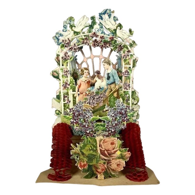 Victorian Pop-Up Valentine Card: 19th Century 3D Lithograph For Sale