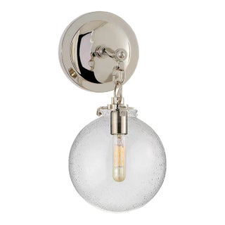 Thomas O'Brien for Visual Comfort Signature Katie Small Globe Sconce in Polished Nickel with Seeded Glass For Sale