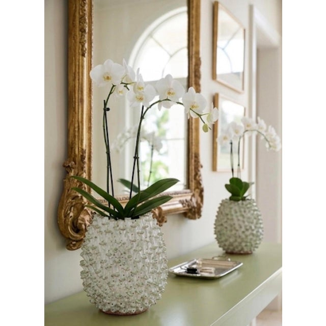 Ceramic Pair of Vintage Italian Textured Sea Urchin Ceramic Studio Vases For Sale - Image 7 of 11