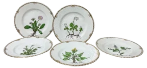 Flora Danica Porcelain Bread and Butter Plates by Bing & Grøndahl, Denmark, 1927, Set of 5