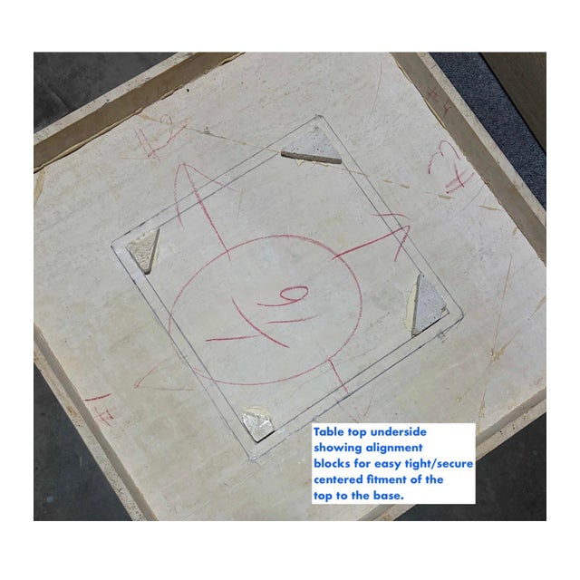 1980s Travertine Marble Square Dining Table Italian Stone Michael Taylor Style For Sale - Image 10 of 11