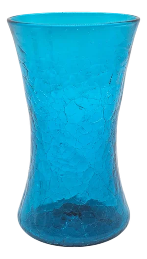 MCM Blenko Wayne Husted 5519-S Teal Blue Crackle Sheaf Vase 9"