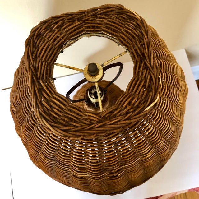 Vintage Wicker Table Lamp For Sale - Image 4 of 8