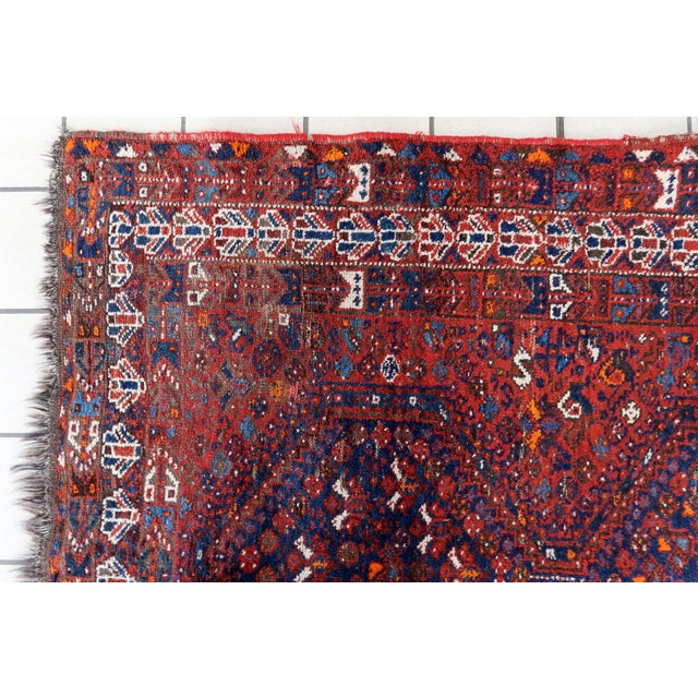 Red 1920s, Handmade Antique Persian Khamseh Rug 4.3' X 6.6' For Sale - Image 8 of 9