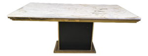 Vintage White Marble and Brass Dining Table, 1970s