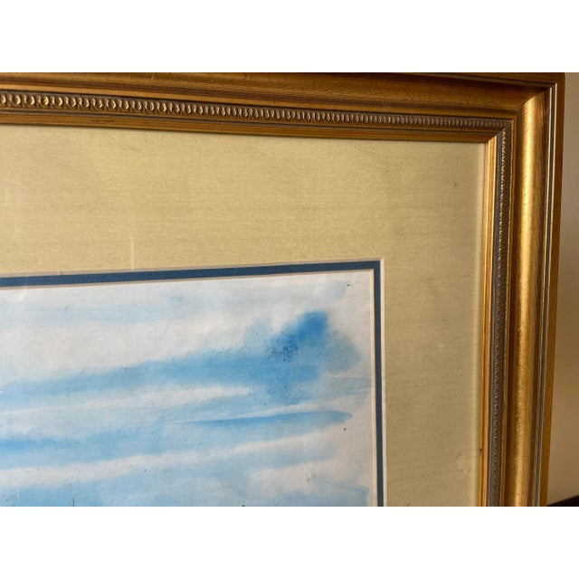 1980s Vintage City and Seaside Watercolor Framed Original Signed Painting For Sale - Image 5 of 9