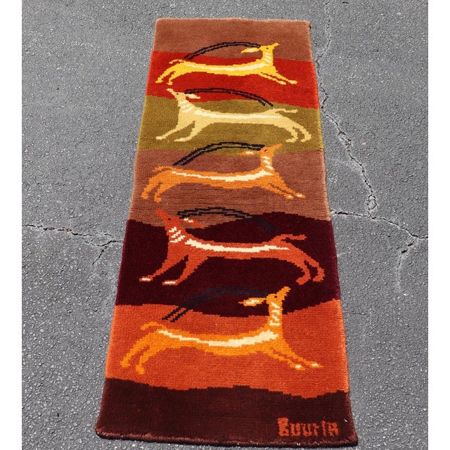 Burnt Orange European Art Deco Runner Rug With Gazelle Motifs in Warm Earth Tones For Sale - Image 8 of 12