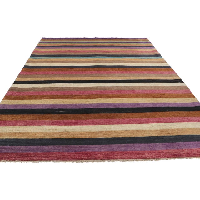 Cabin 2010s Vintage Striped Area Rug - 06'02 X 08'08 For Sale - Image 3 of 6