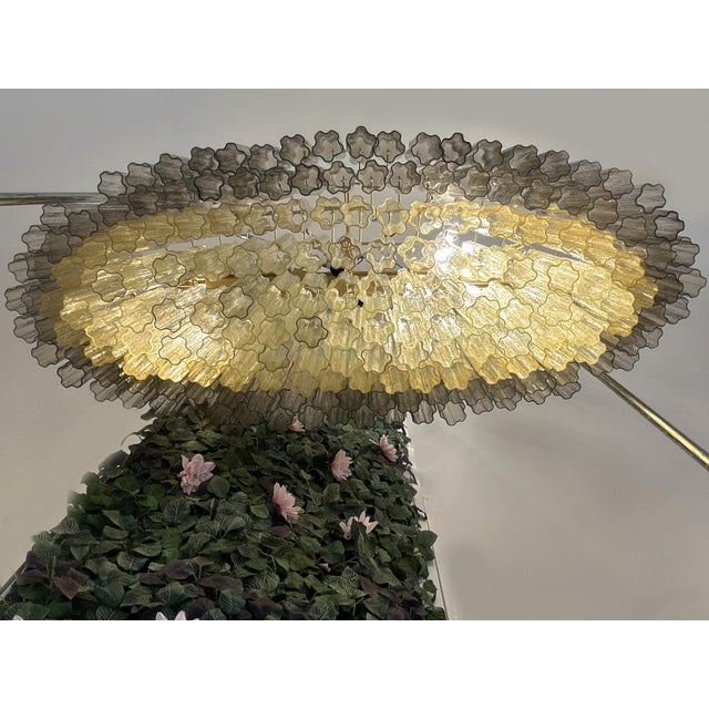 Metal Contemporary Huge Oval Multicolored "Tronchi" Murano Glass Chandelier in Opaque Gold For Sale - Image 7 of 12