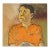 Contemporary Expressionist Portrait Painting of Man in Orange Shirt For Sale
