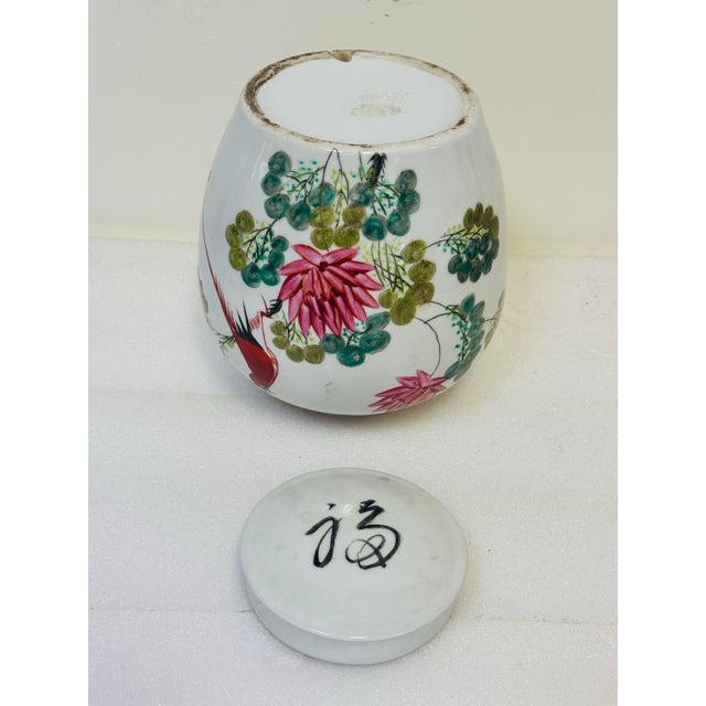Antique Floral and Bird Pattern Chinese Porcelain Ginger Jar For Sale - Image 9 of 9