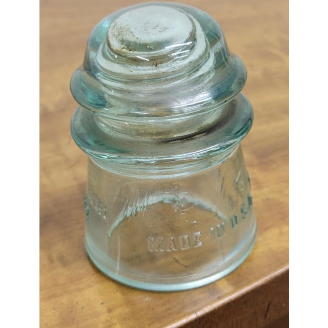 Glass Vintage Whitall Tatum Co No 2 Aqua Glass Insulator For Sale - Image 7 of 10