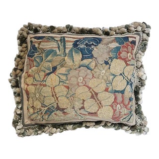 French 17th century Tapestry and Tassel Trim Throw Pillow For Sale