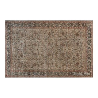 Fine Antique Persian Tabriz Botanic Design Handmade Wool Rug For Sale