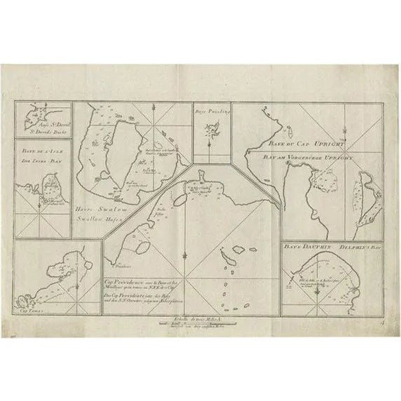 Antique Chart of Cap Providence and Other Charts by Hawkesworth, 1774 For Sale