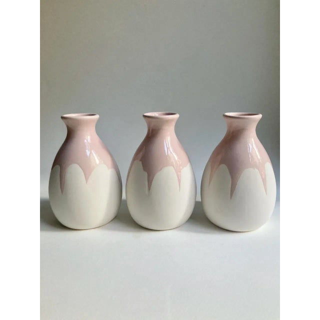 Set of 3 Isaac Mizrahi Pink & White Pottery Vases, 1990's For Sale - Image 12 of 13
