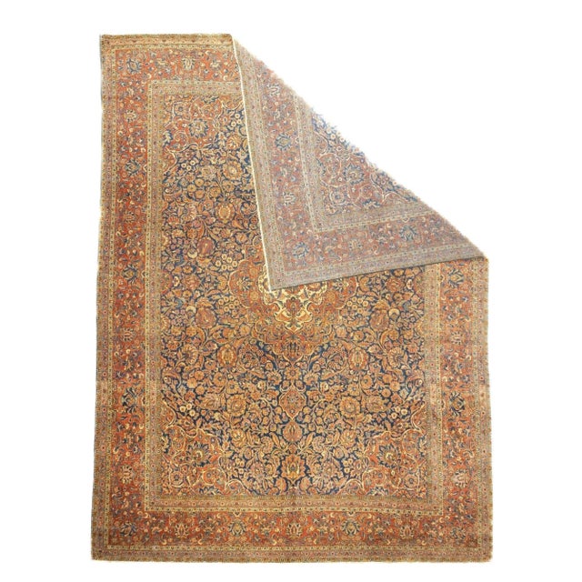 19th Century Antique Persian Kashan Rug 8'5'' X 11'4'' For Sale - Image 5 of 12